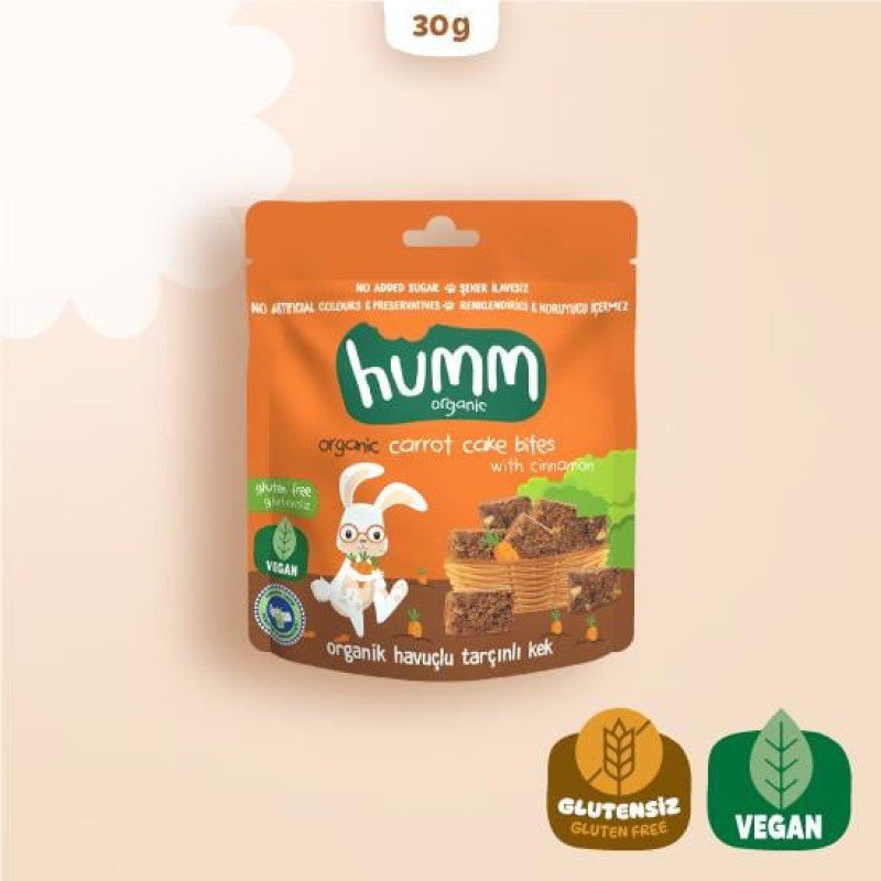 Humm Organik Havuçlu Tarçınlı Vegan Kek 30 Gr Humm Organik Havuçlu Tarçınlı Vegan Kek 30 Gr