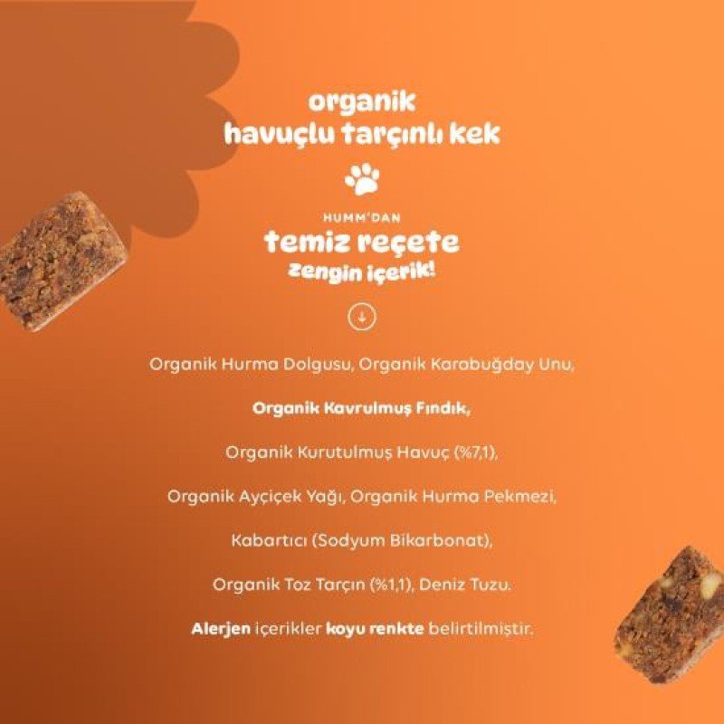Humm Organik Havuçlu Tarçınlı Vegan Kek 30 Gr Humm Organik Havuçlu Tarçınlı Vegan Kek 30 Gr