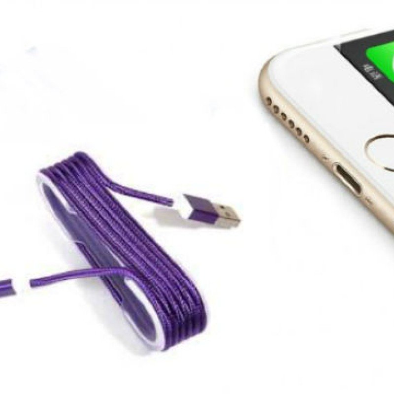 iPhone Örgü Şeklinde Renkli Çelik Şarj Data Kablosu - Mor iPhone Örgü Şeklinde Renkli Çelik Şarj Data Kablosu - Mor