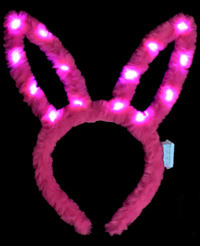 Led Işıklı Peluş Tavşan Kulak Taç Şeker Pembesi