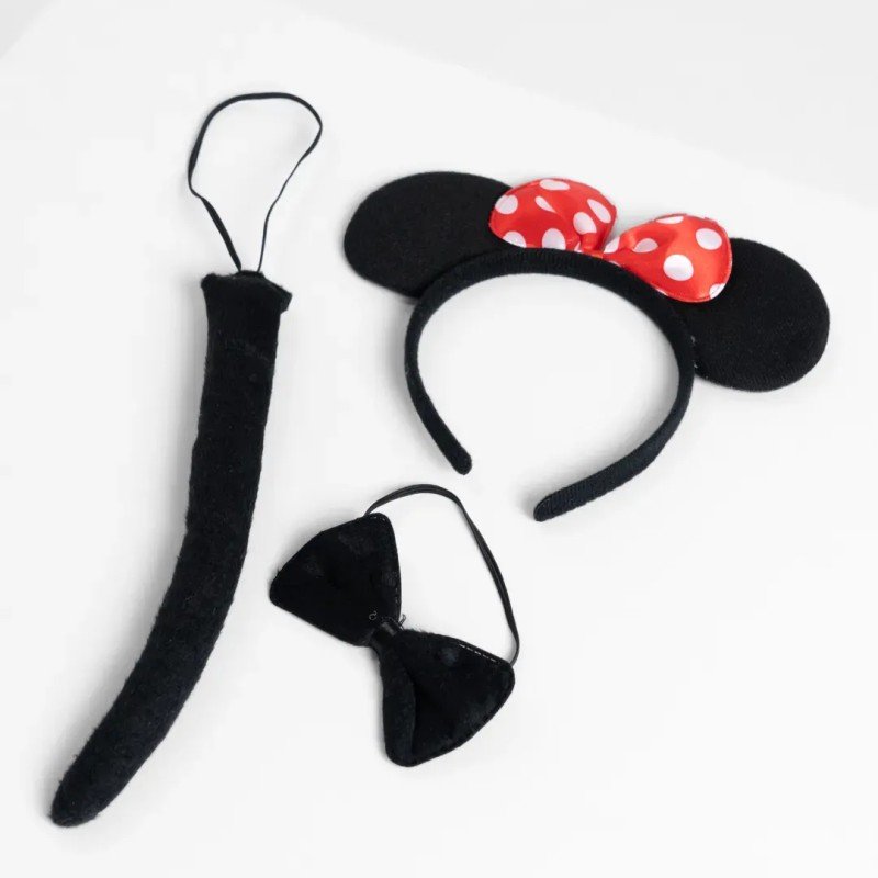 Minnie Mouse Kostüm Seti Taç Kuyruk Papyon Gösteri Seti Minnie Mouse Kostüm Seti Taç Kuyruk Papyon Gösteri Seti