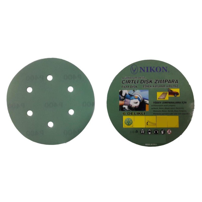 Nikon 52050 Kırılmaz Yeşil Cırt Zımpara 150X220 Kum 6 Delikli Nikon 52050 Kırılmaz Yeşil Cırt Zımpara 150X220 Kum 6 Delikli