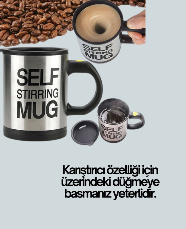 Pratik ve Dayanıklı Termos Kupa | Tek Tuşla Otomatik Karıştırma