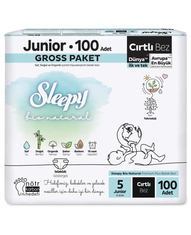 Sleepy Bio Natural Bebek Bezi Gross Paket 5 Beden 100 Adet-TB25639